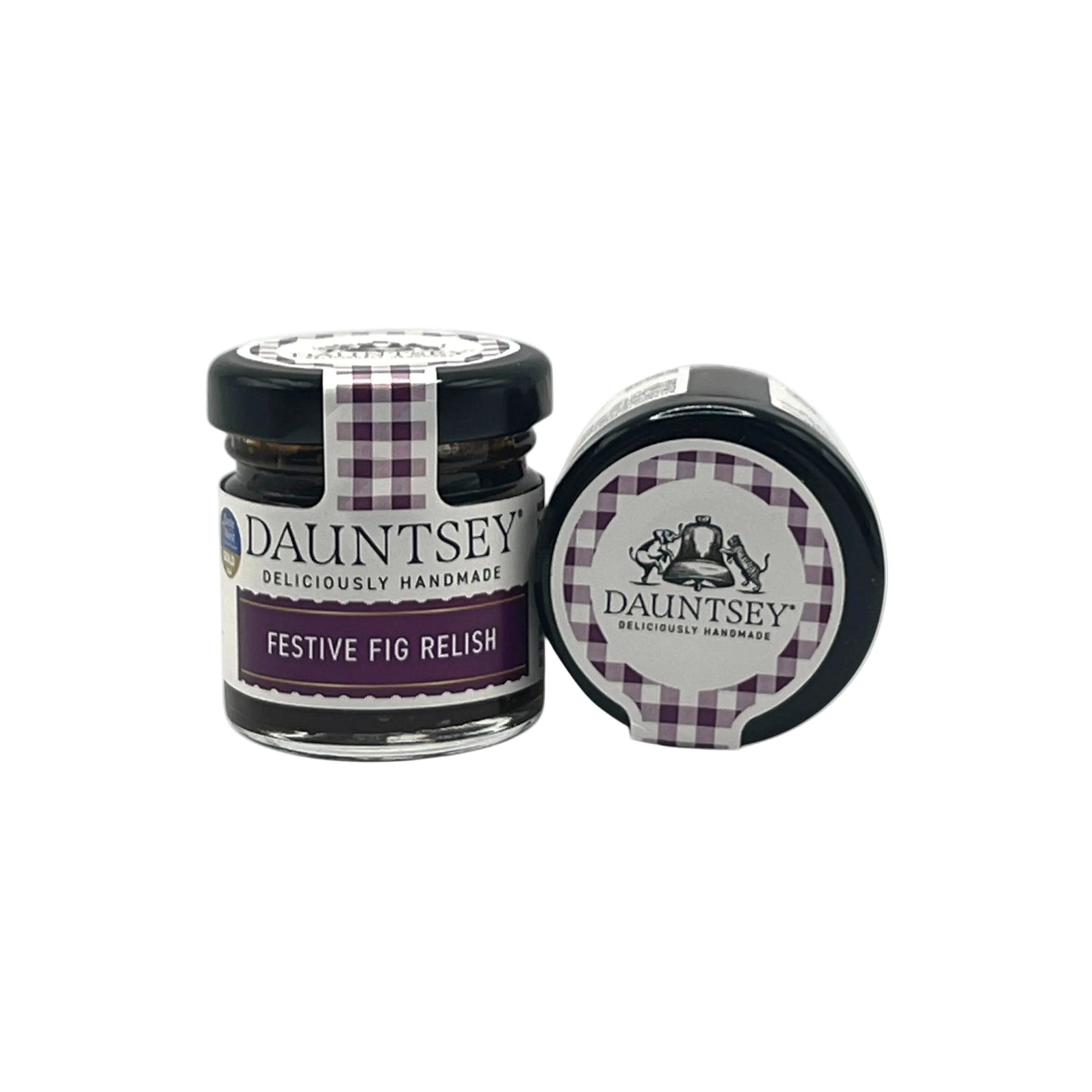 Dauntsey Festive Fig Relish jar with lid on a white background