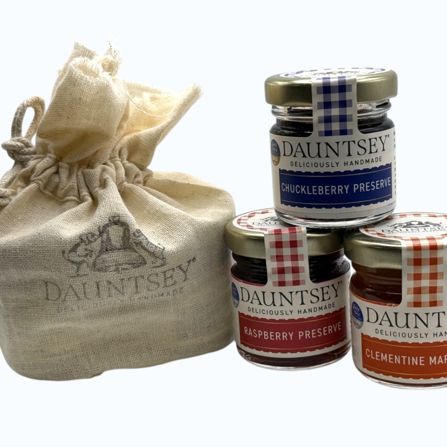 Trio Mini Preserves - summer sale - Chuckleberry, Raspberry, Clementine - all 42g