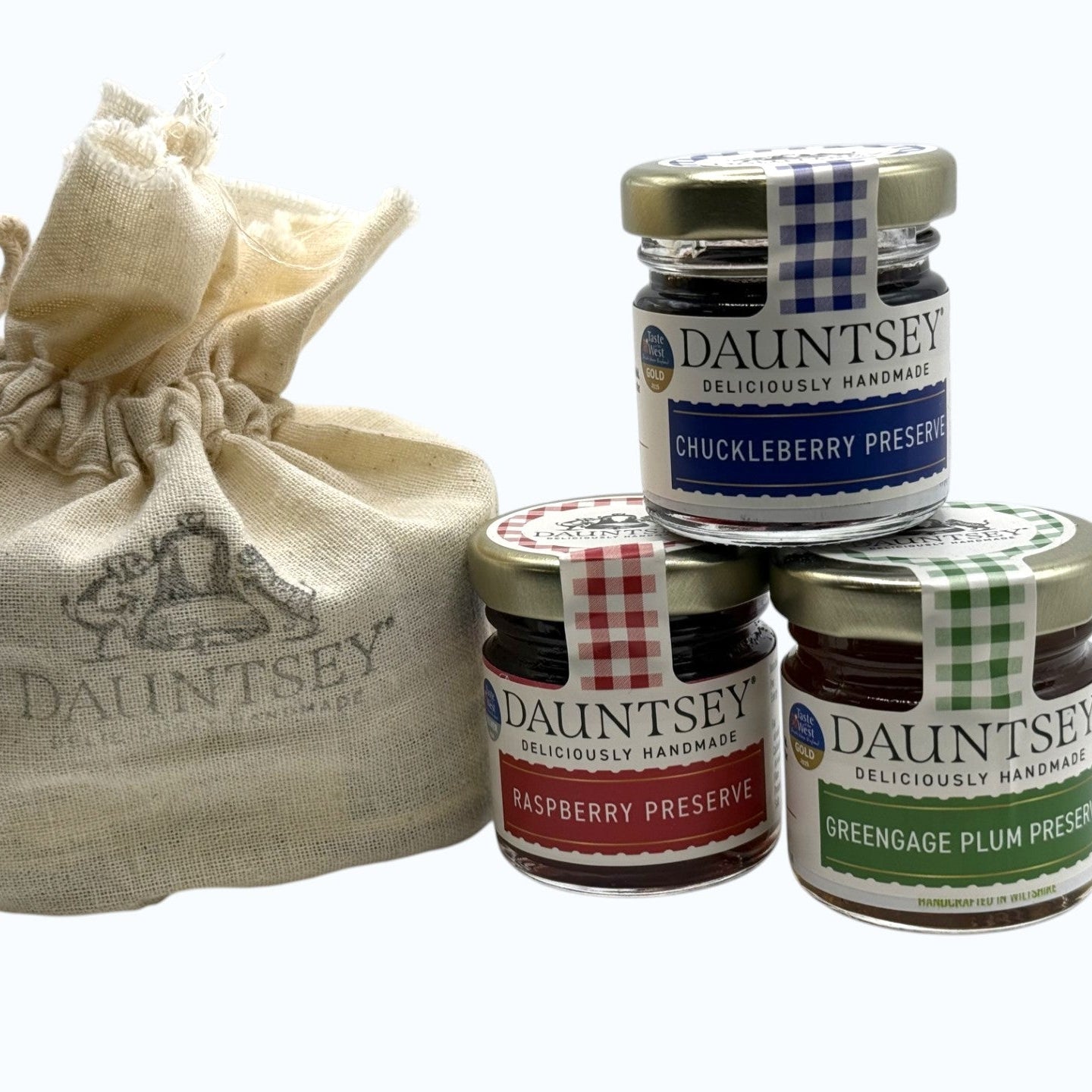 Trio Mini Preserves - summer sale - Chuckleberry, Raspberry, Greengage - all 42g
