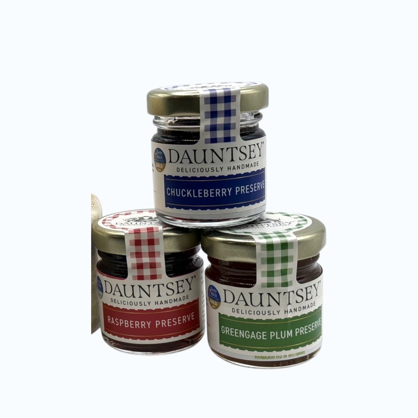 Trio Mini Preserves - summer sale - Chuckleberry, Raspberry, Greengage - all 42g