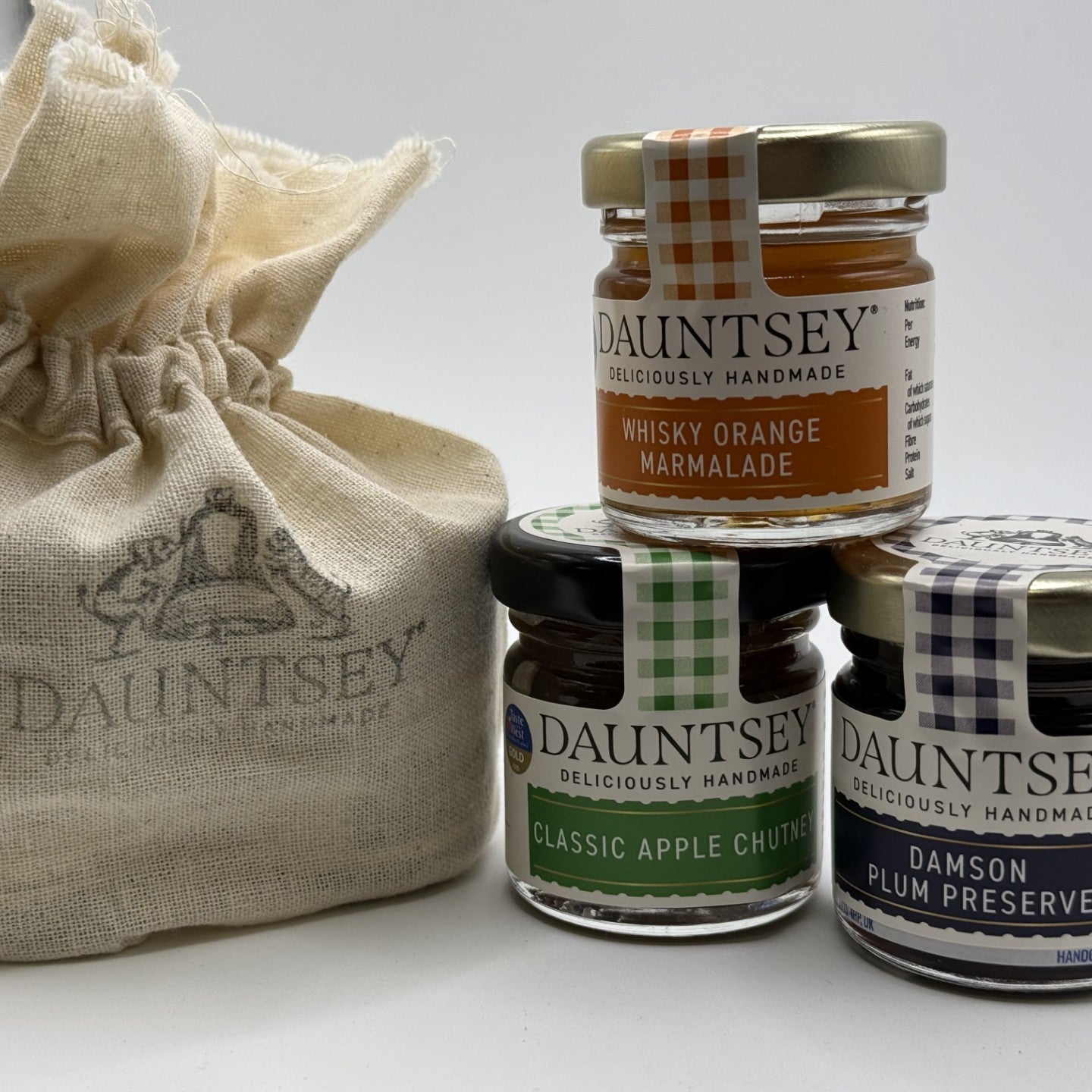 Trio Mini Preserves - summer sale - Whisky Orange, Damson, Apple - all 42g