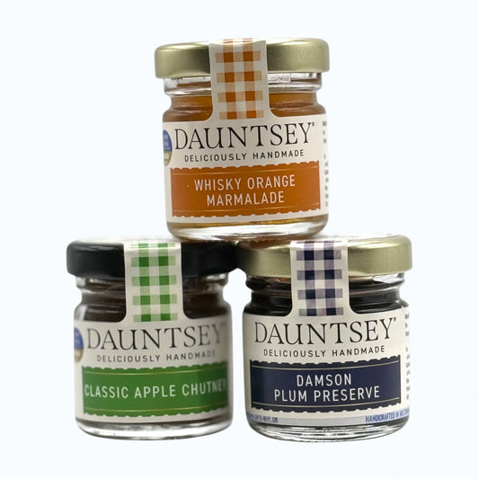 Trio Mini Preserves - summer sale - Whisky Orange, Damson, Apple - all 42g