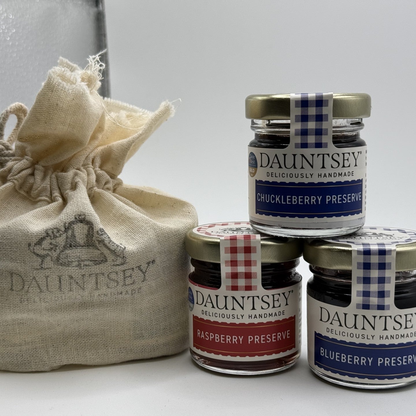 Trio Mini Preserves - summer sale - Chuckleberry, Raspberry, Blueberry - all 42g