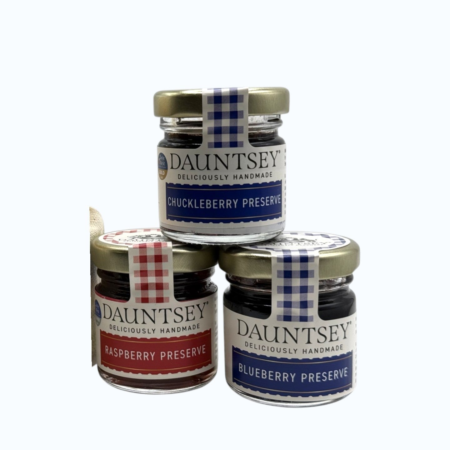 Trio Mini Preserves - summer sale - Chuckleberry, Raspberry, Blueberry - all 42g