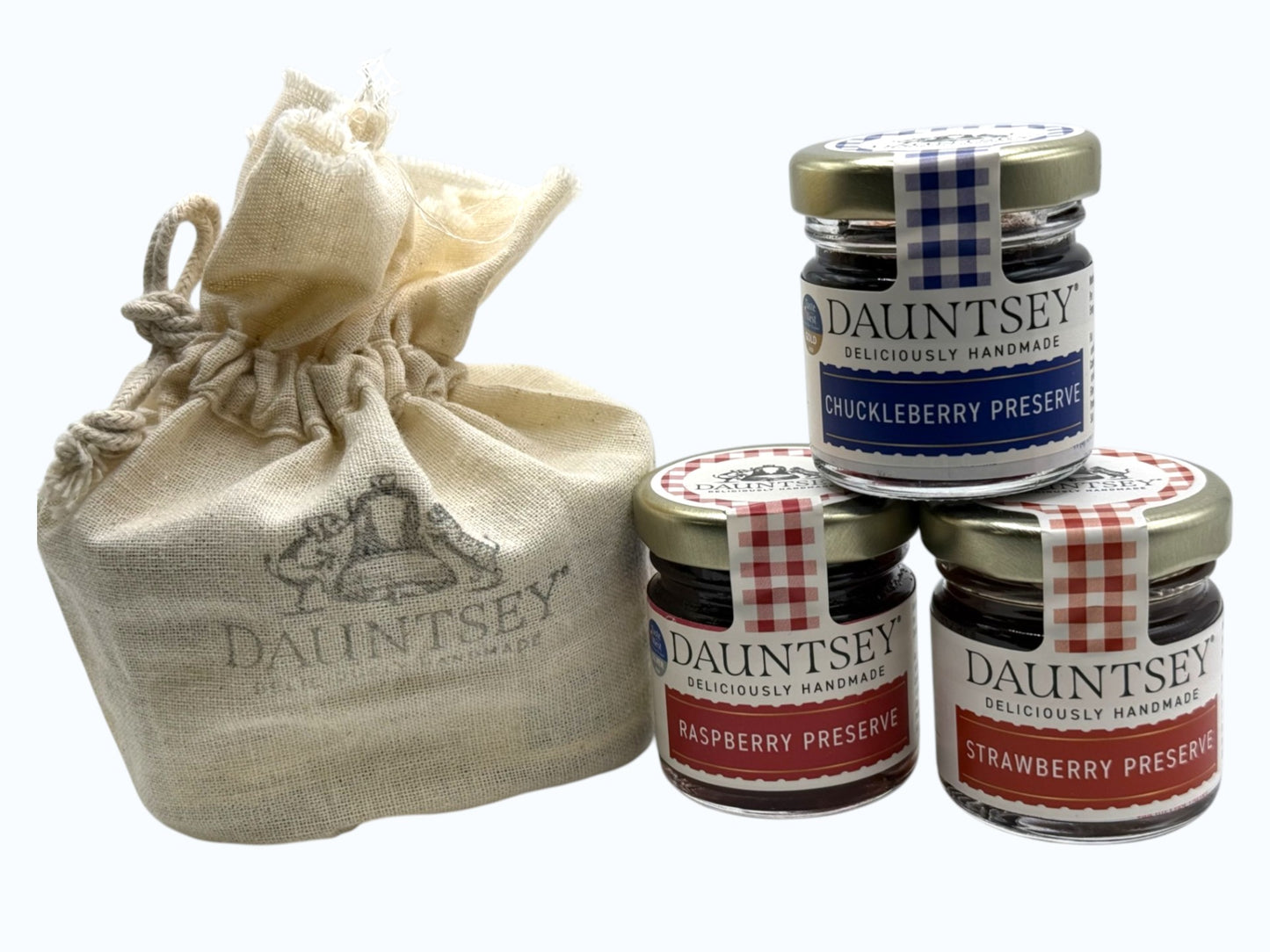 Trio Mini Preserves - summer sale - Chuckleberry, Raspberry, Strawberry - all 42g