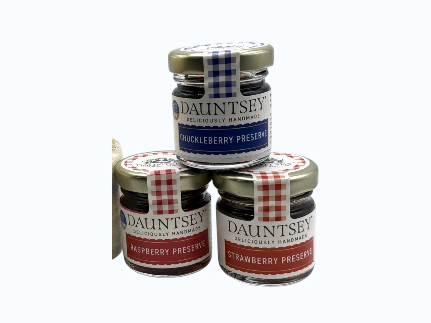 Trio Mini Preserves - summer sale - Chuckleberry, Raspberry, Strawberry - all 42g