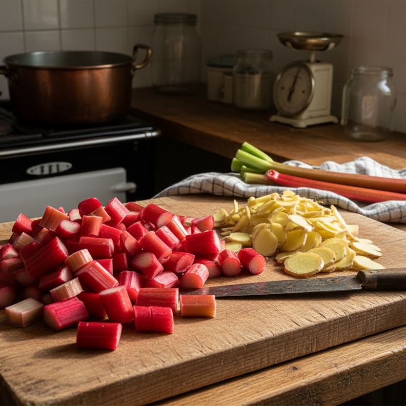 Rhubarb Preserve with a hint of ginger liqueur 270g